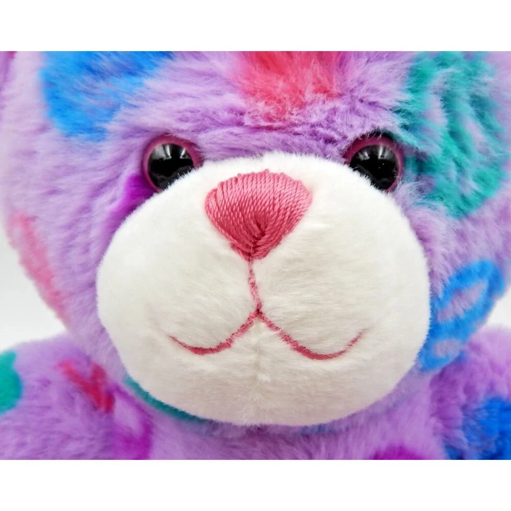 Build A Bear Purple Peace Bear 15 Inch 2011 Hearts Hot Pink Feet Ears